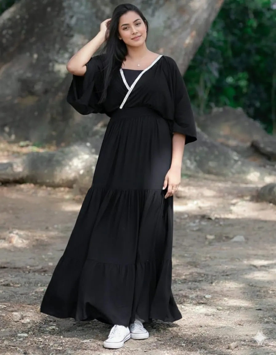 Tiered Black Maxi Dress